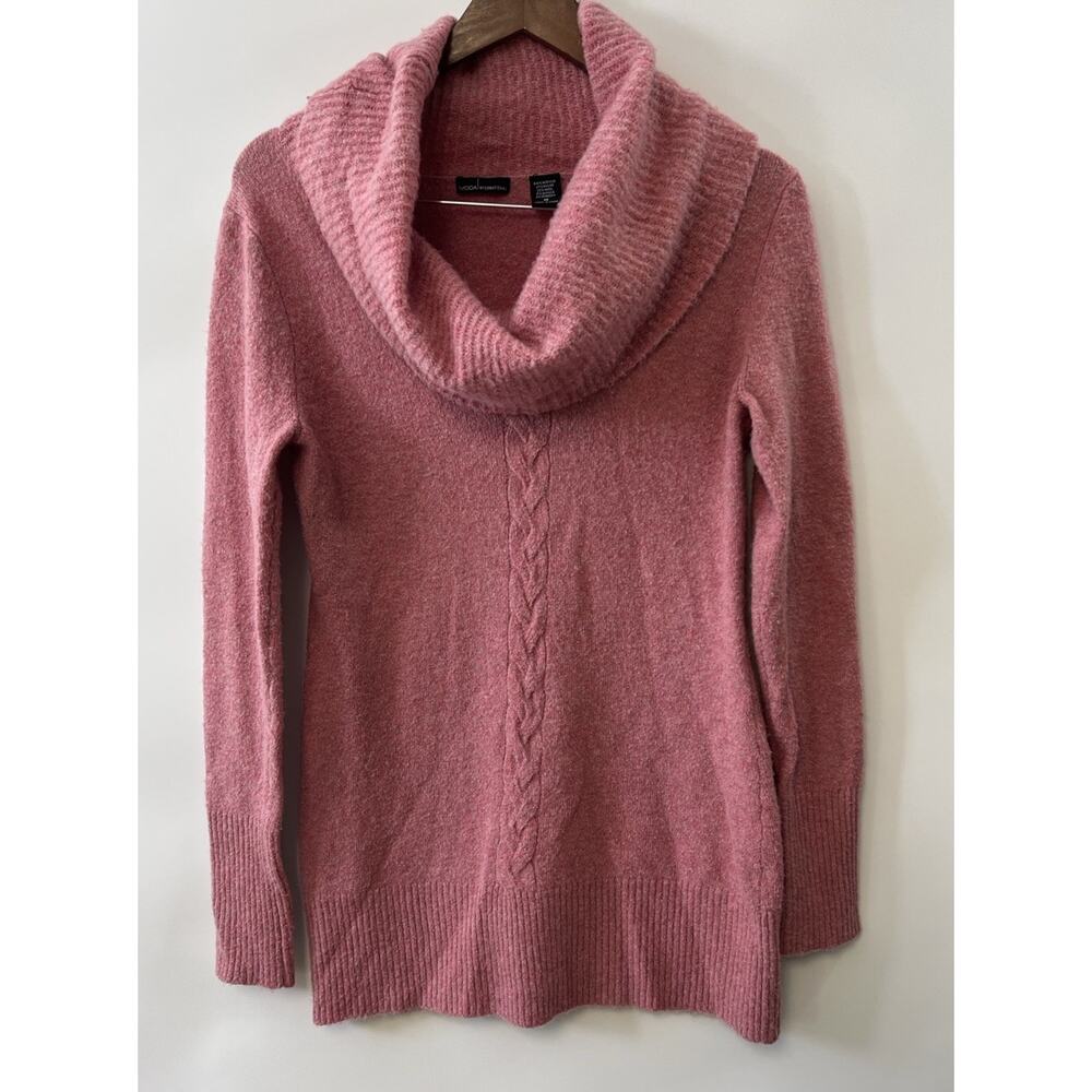 Angora Wool Blend Cowl Neck Sweater Tunic Light‎ Pink Medium Y2K Soft Cozy VTG